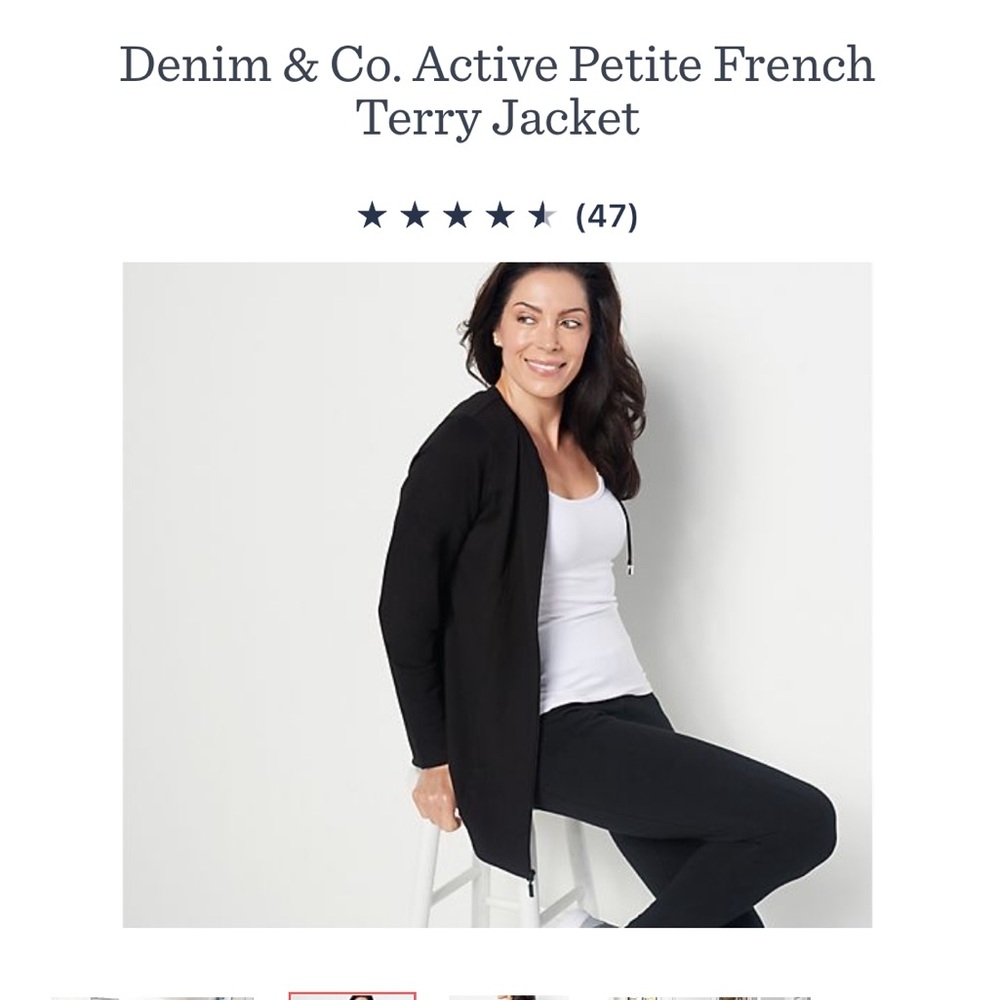 🐷 Denim & Co French Terry Active Front Zip Hoodie Jacket - Picture 9 of 10